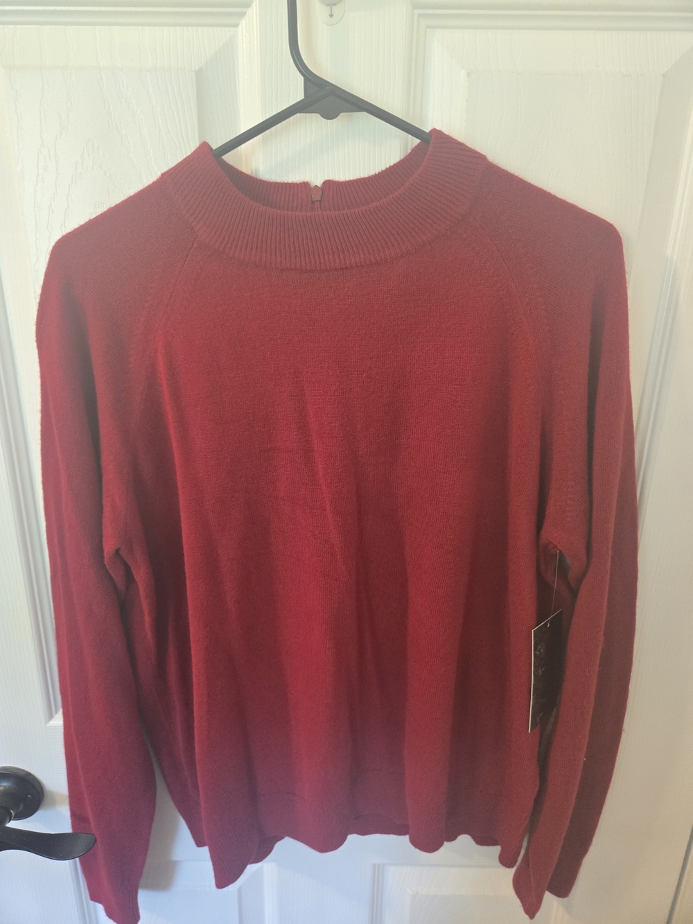 NWT Debbie Morgan Mock neck Zip Back Sweater in Cherry Red Size Xl